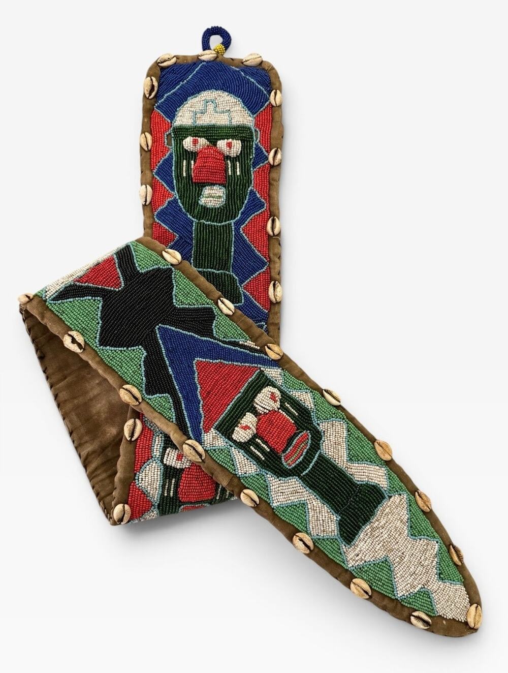 Vintage Yoruba Beaded Diviner Sash Nigerian African Art Cowrie Shells Ancestral